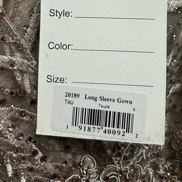 Mac Duggal 20189 NWT EMBELLISHED ILLUSION LONG SLEEVE WRAP OVER A LINE GOWN - Picture 7 of 8